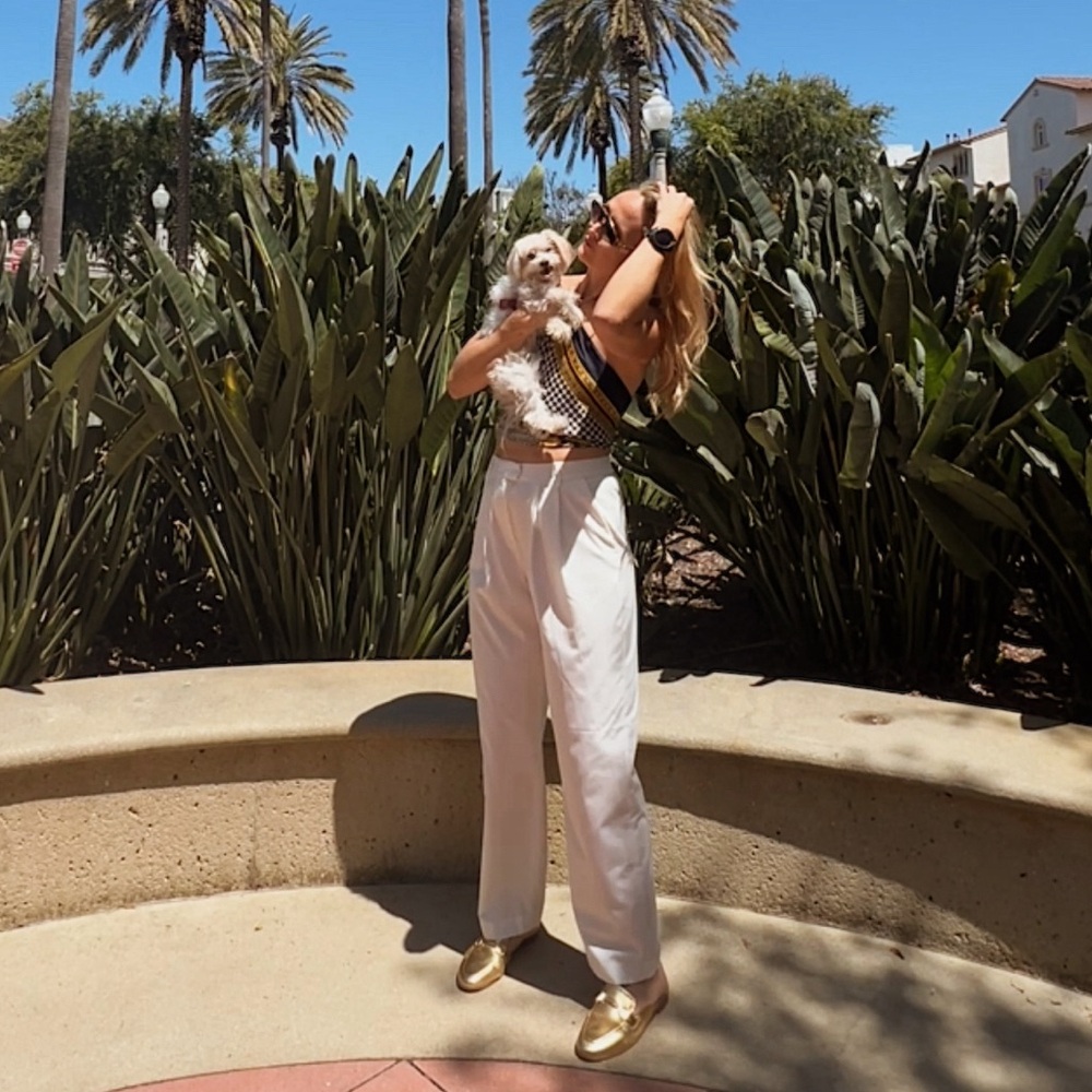 Ivory Pleated High Waist Straight Trousers - Picture 1 of 16
